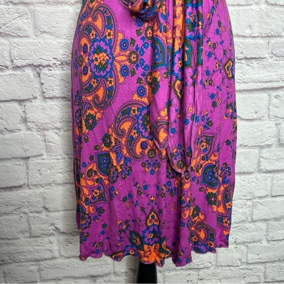 NWOT Free People Mixed Print V Neck Sleeveless Waist Tie Mini Dress - Picture 6 of 11